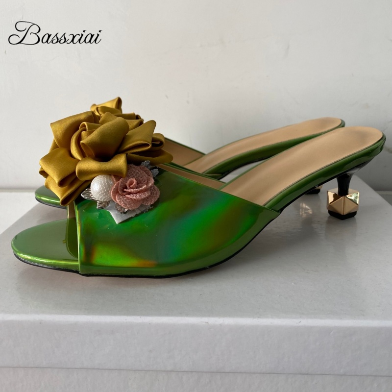 Women'S Shoes Kitten Heels - Сандалии ручной работы с цветочным узором