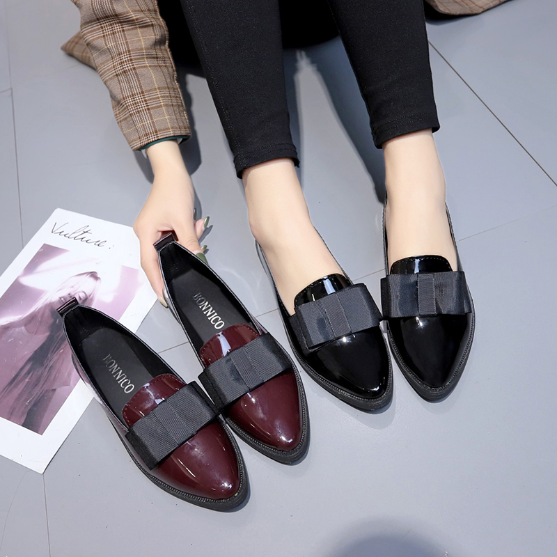 Women Shoes Black - Черные/бордовые лакированные туфли-лодочки с острым носком,