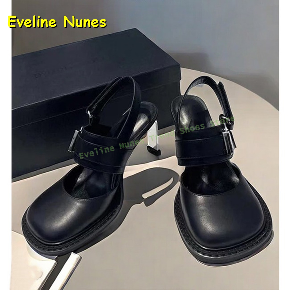 Square Toe Mule - Женские черные босоножки-мюли с квадратным носком,