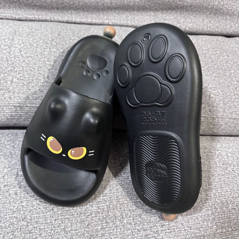Women Shoes Black - Новые милые 3D-шлепанцы с лапками черной