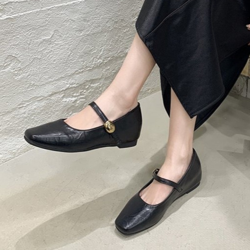 Women Shoes Black - Ультрамягкие кожаные черные женские туфли-балетки 20266