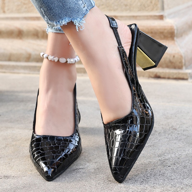 Летние сандалии на высоком каб – обзор и цена Women Shoes Black