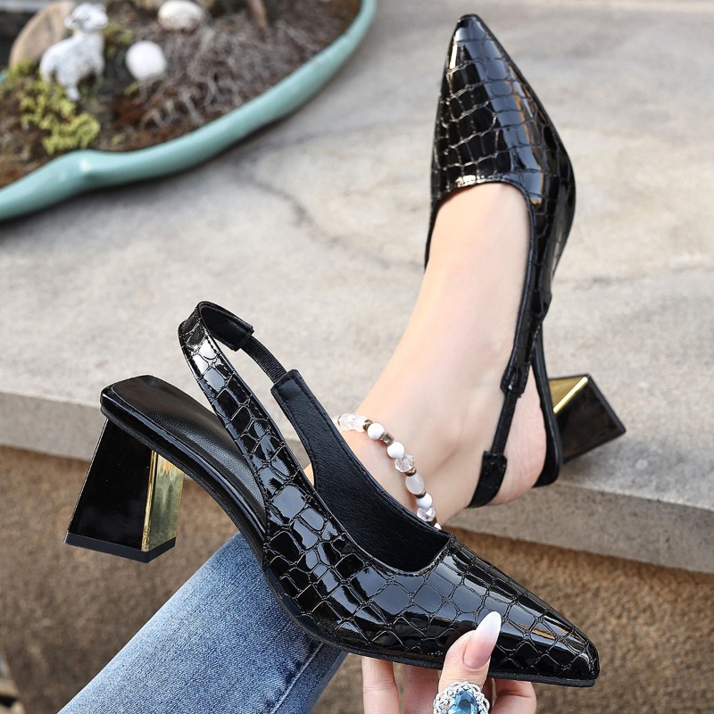 Летние сандалии на высоком каб – обзор и цена Women Shoes Black