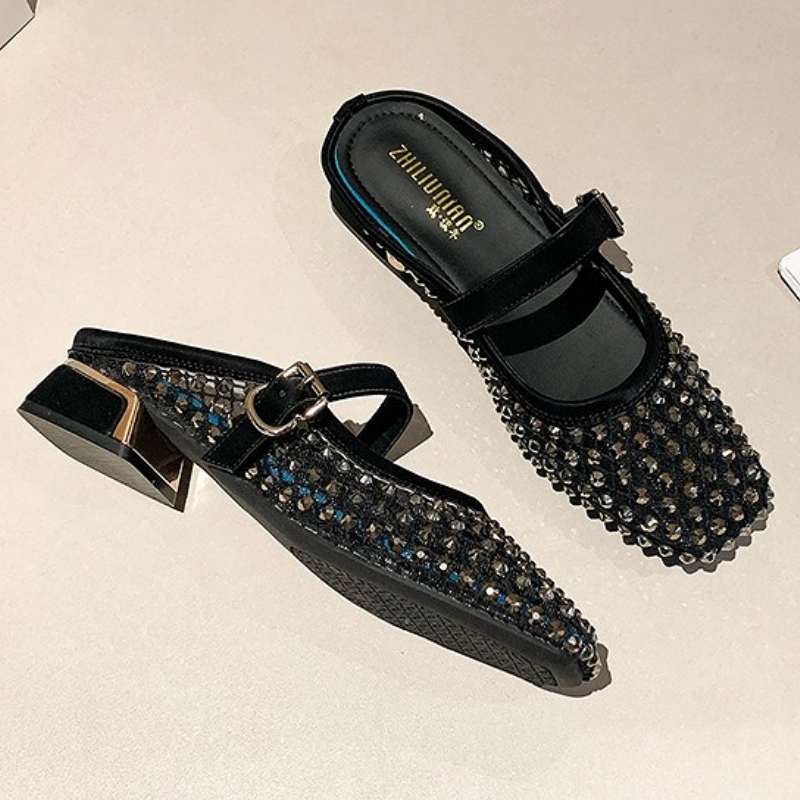 Сетчатые шлепанцы на массивном – обзор и цена Square Toe Mule